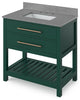 Wavecrest Contemporary Forest Green 36" Vanity, Steel Grey Cultured Marble Top