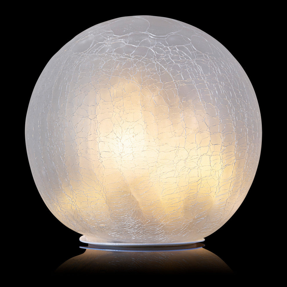 Cream Textured Glass Gazing Globe with LED Lights