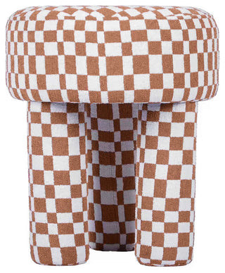 Claire Knubby Stool, Brown Chekered