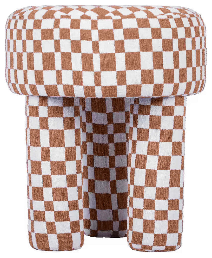 Claire Knubby Stool, Brown Chekered