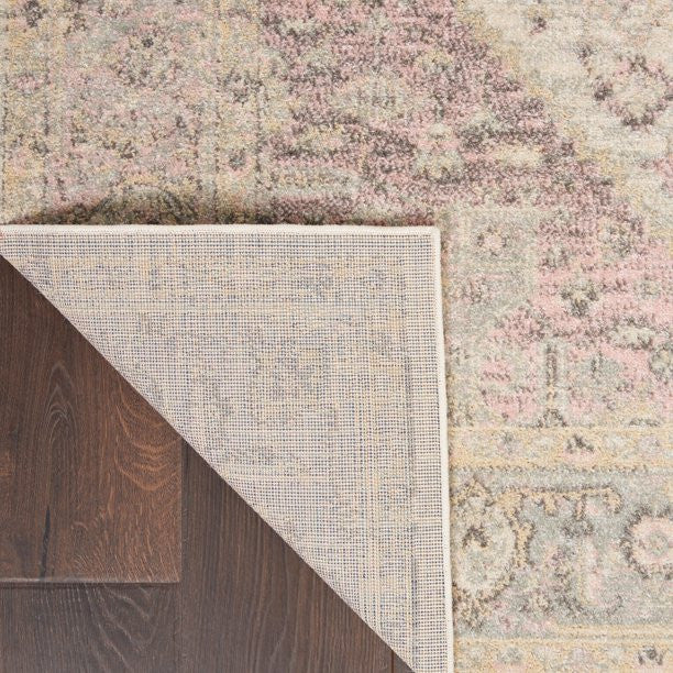 Vintage Area Rug, Classic Medallion Pattern, Ivory/Pink, 8'10" X 11'10"