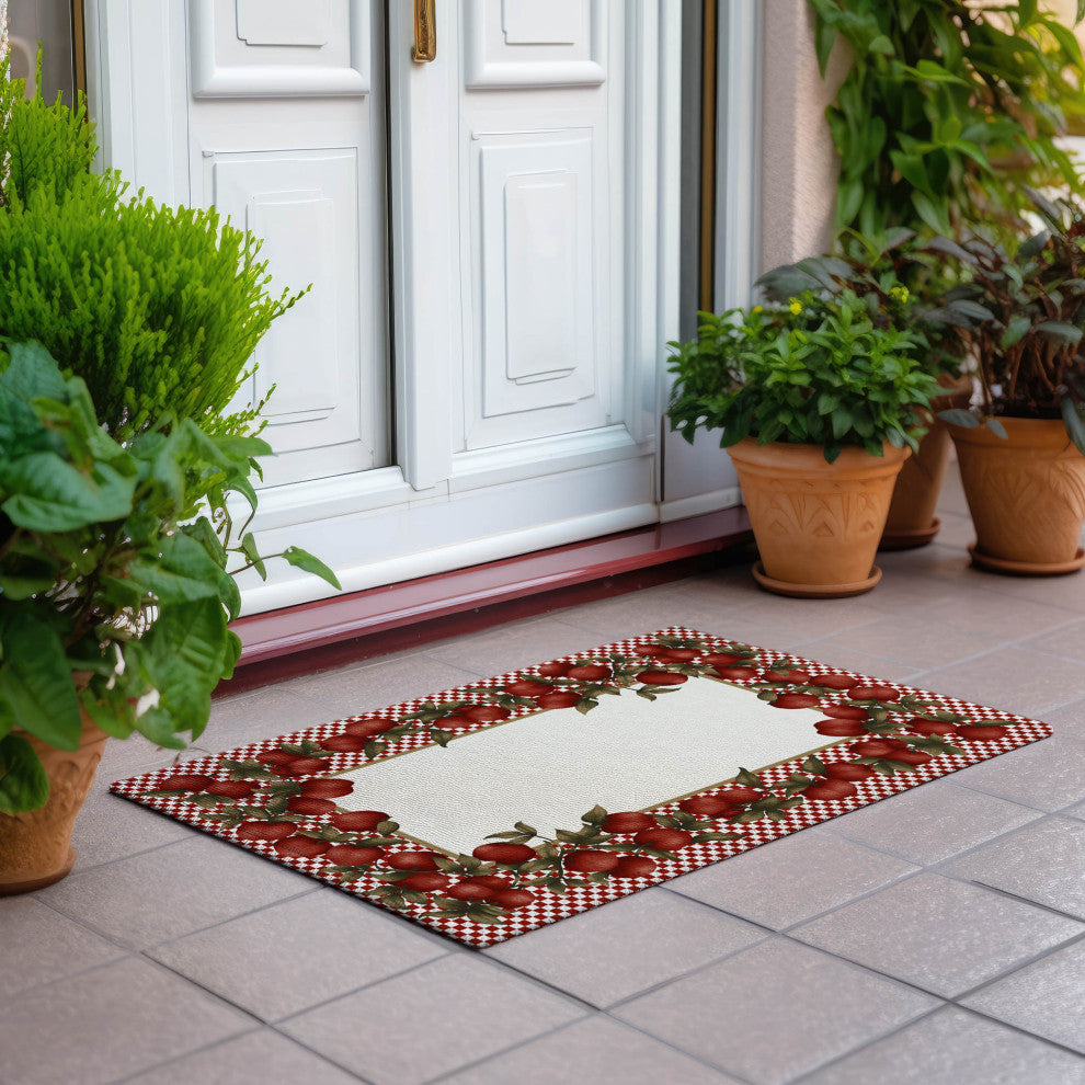Indoor/Outdoor Kendall KE9 Red Machine Washable 1'8" x 2'6" Rug