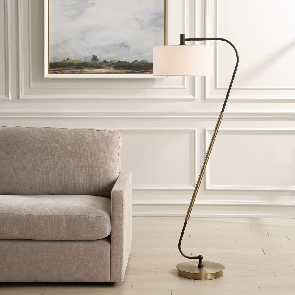 Uttermost Irwin Curved Brass Floor Lamp