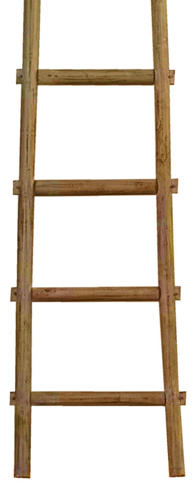 Benzara BM210392 Transitional Style Wooden Decor Ladder With 6 Steps, Brown