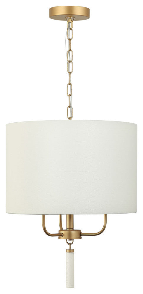 Secret Agent 3-Lt Pendant - Painted Gold/White Leather