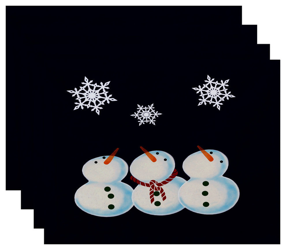 3 Wise Snowmen Decorative Holiday Print Placemat, Set of 4, Navy Blue