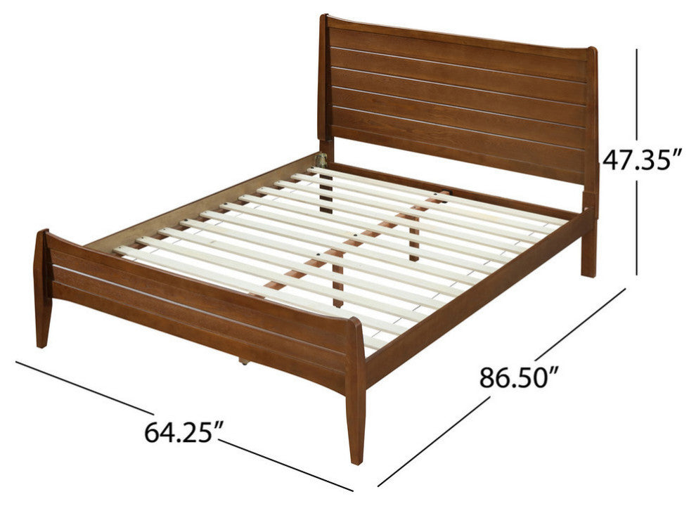 Agatha Rustic Wooden Queen Platform Bed, Walnut