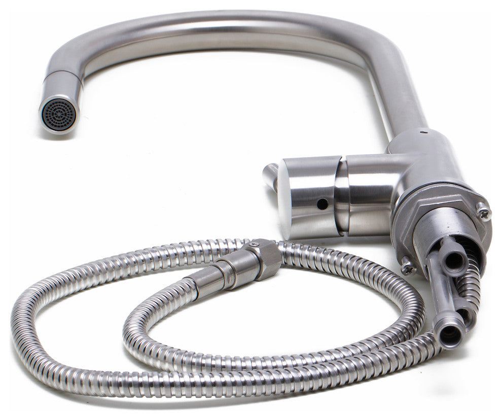 AB2028-BSS Solid Brushed Stainless Steel Single Hole Pull Down Kitchen Faucet