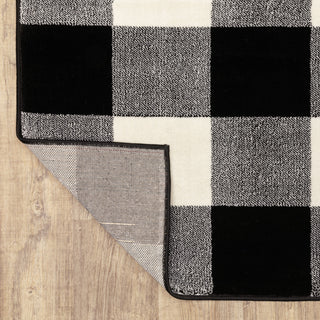 Garson Geometric Squares Area Rug, Black, 6'7"x9'2"