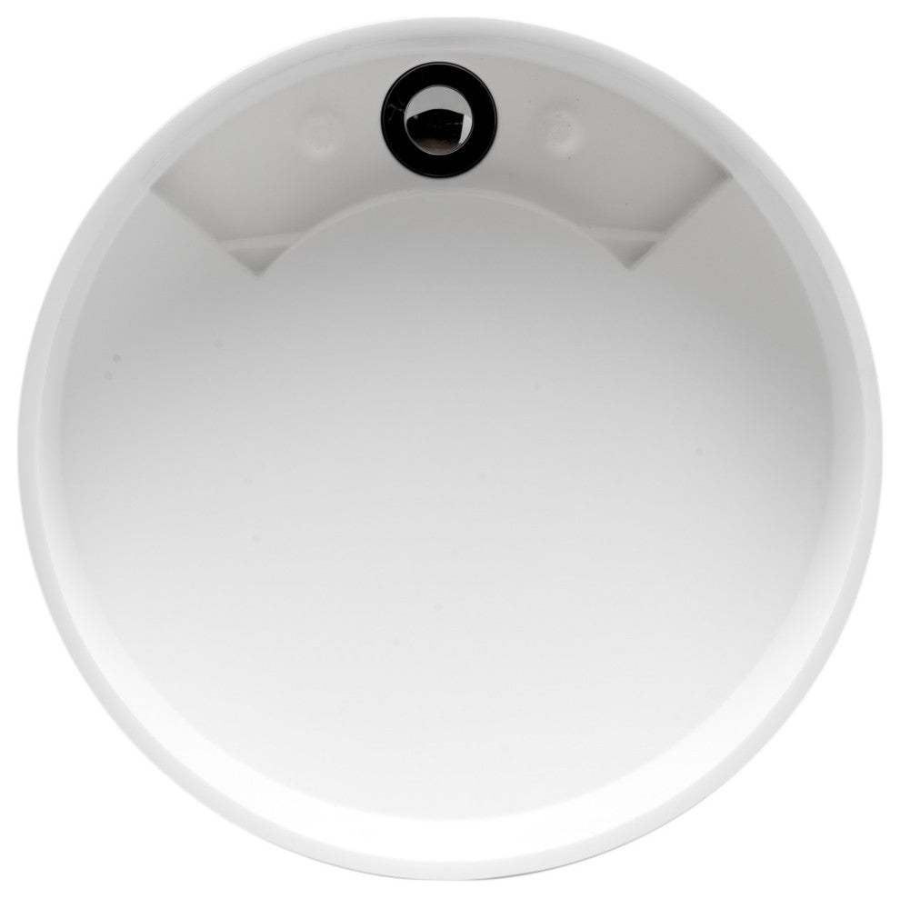 15" Round White Matte Solid Surface Resin Sink