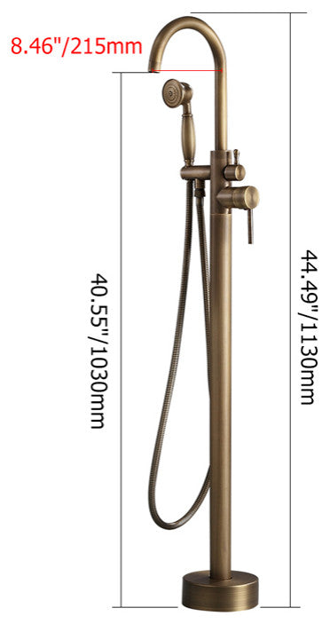 Classic Single Handle Swirling Spout Freestanding Tub Faucet with Handshower