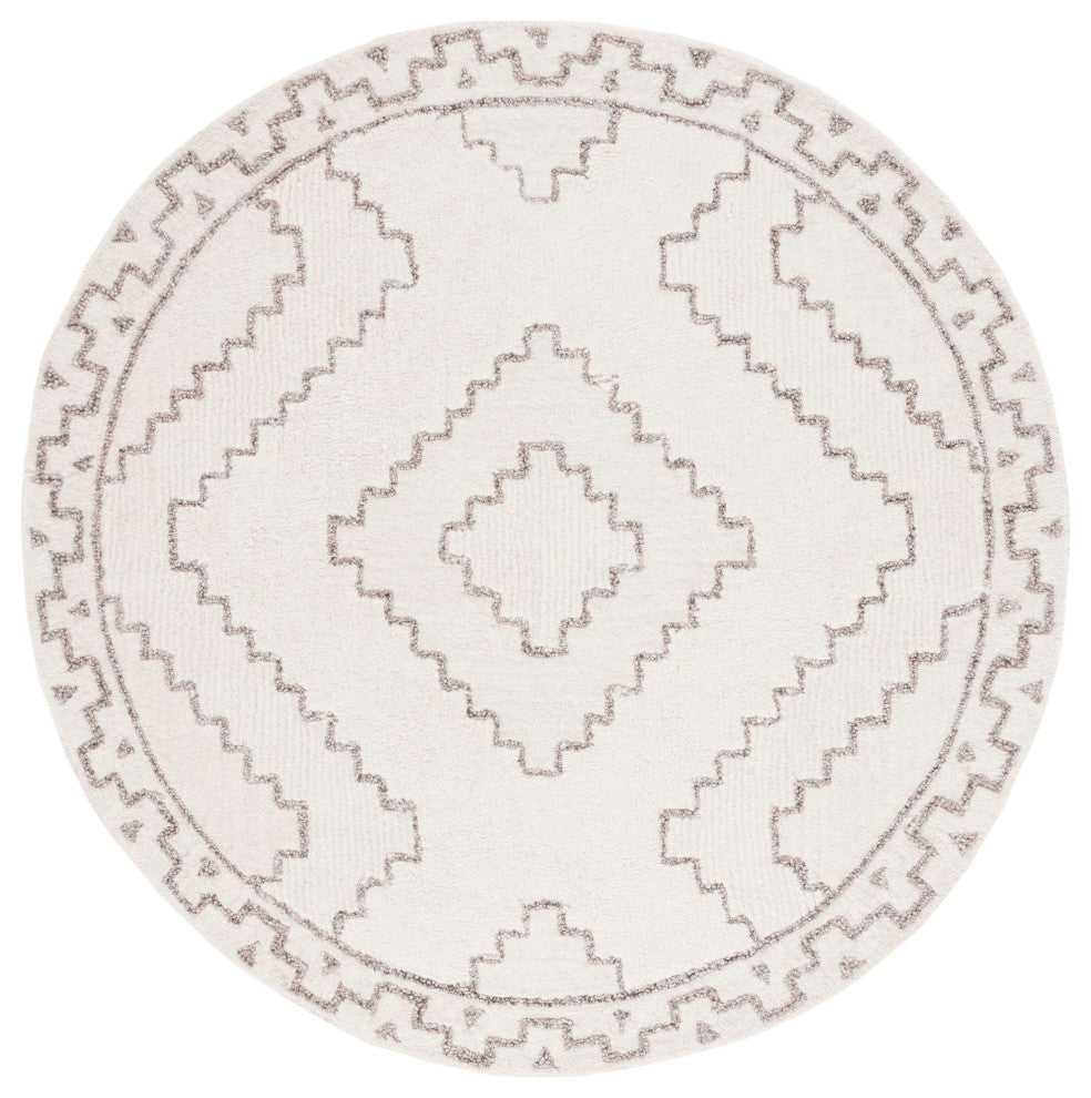 Safavieh Himalaya Collection CSB205E Rug, Ivory/Taupe, 6' X 6' Round