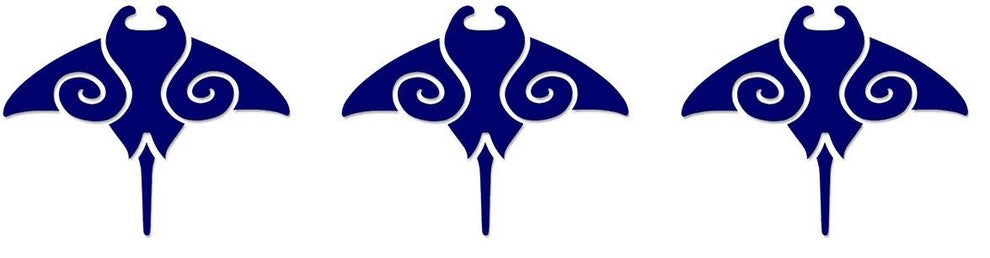 Manta Ray Step Marker Set of 3 Porcelain Swimming Pool Mosaic 4"x4", Blue