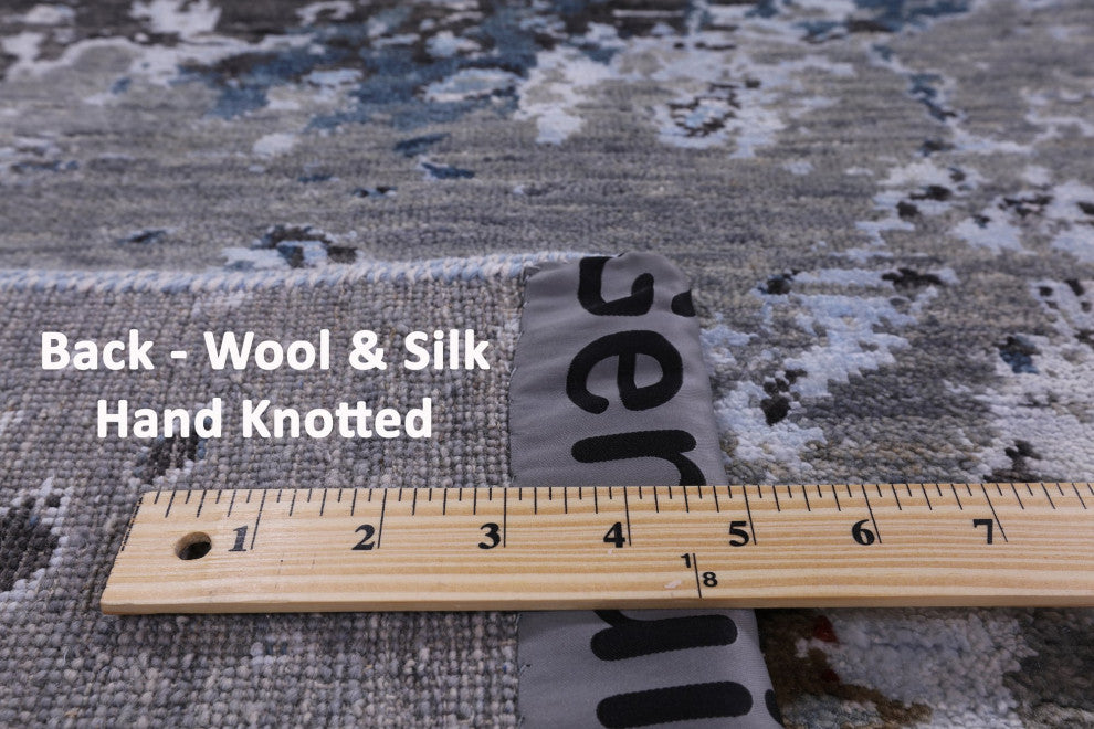 Modern Handmade Wool and Silk Rug 9' 0" X 12' 0" Q7198