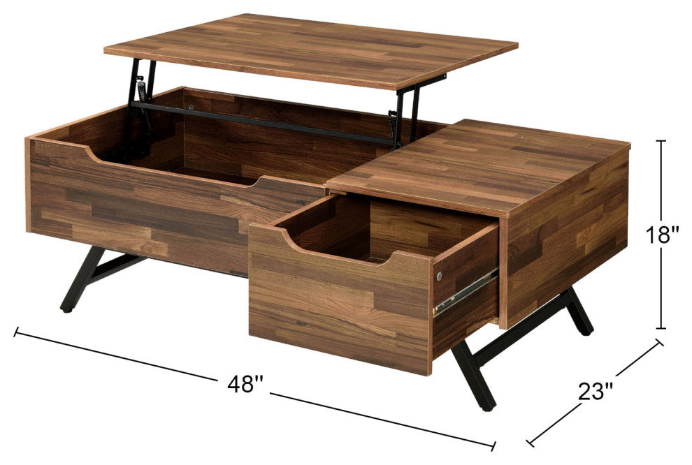 Wooden Coffee Table w/Lift Top, Walnut Finish