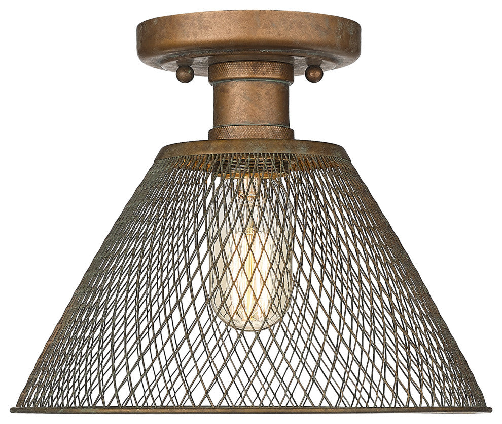 Golden Lighting Carver CP Semi-Flush, Copper Patina