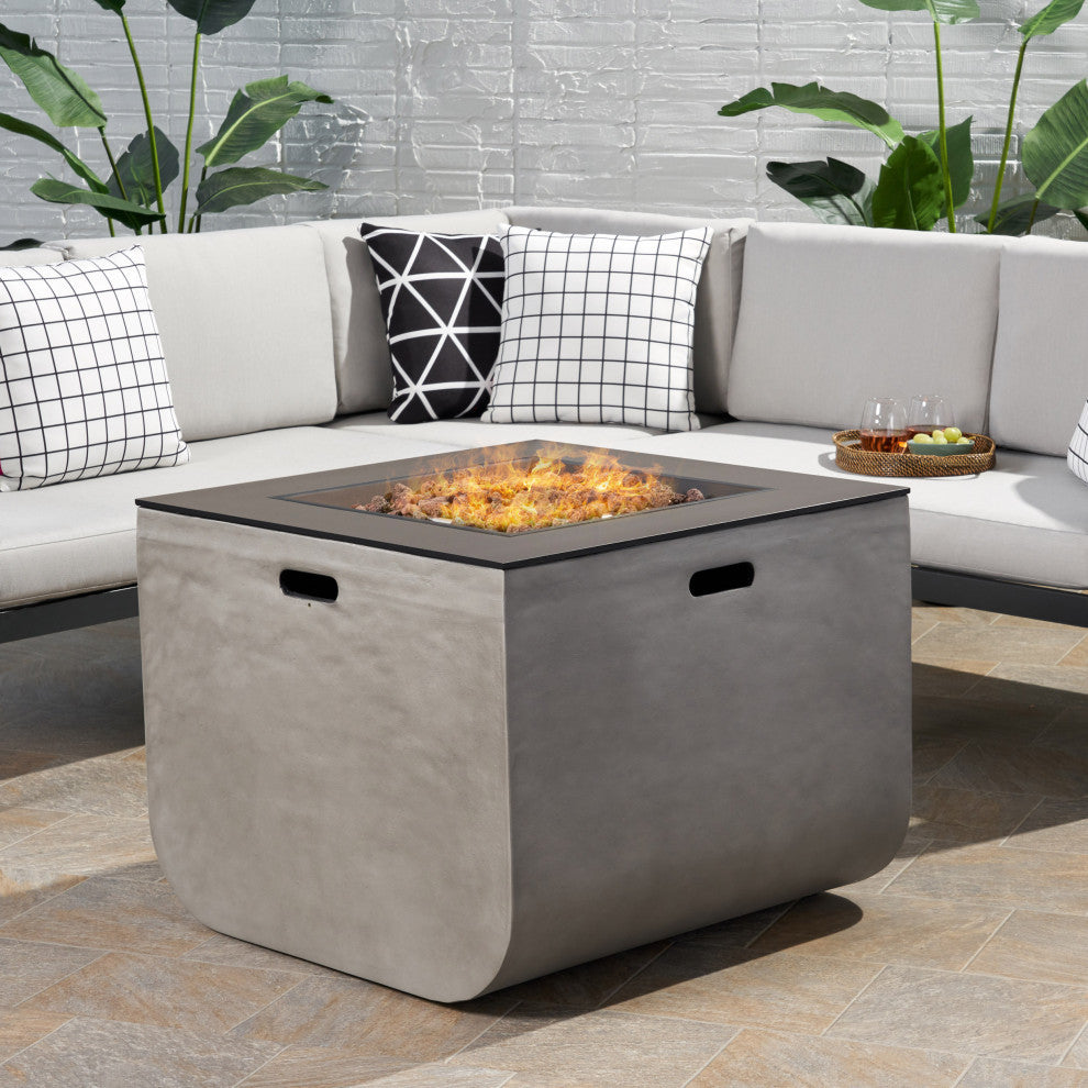 Gwen Outdoor Modern 30-Inch Square Fire Pit