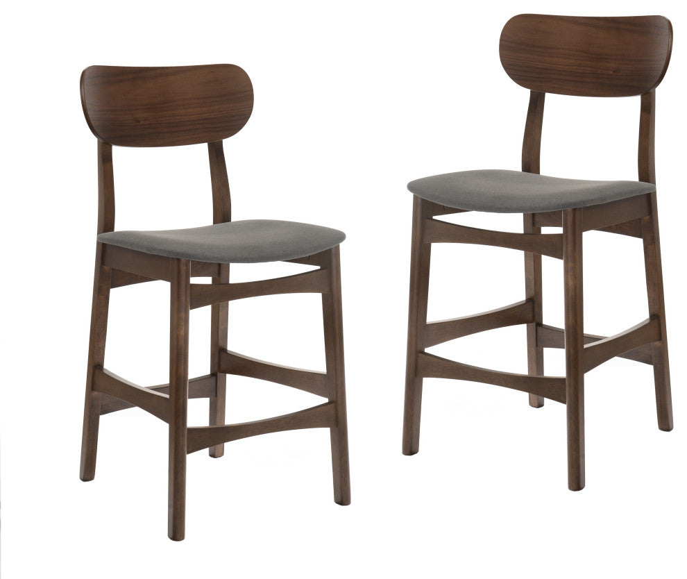 Lynn Modern Gray/Walnut Bar Chair, Set of 2