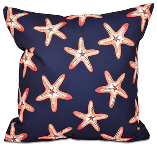 Soft Starfish, Geometric Print Pillow, Navy Blue, 20"x20"