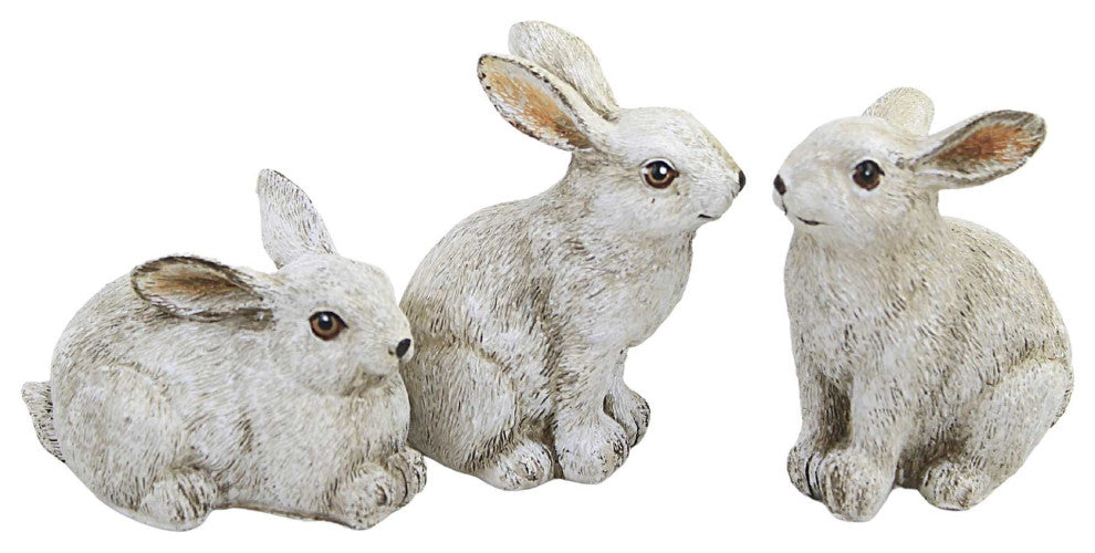 Easter Bunny Family Figurines Polyresin Set Of 3 Rabbit 20350A
