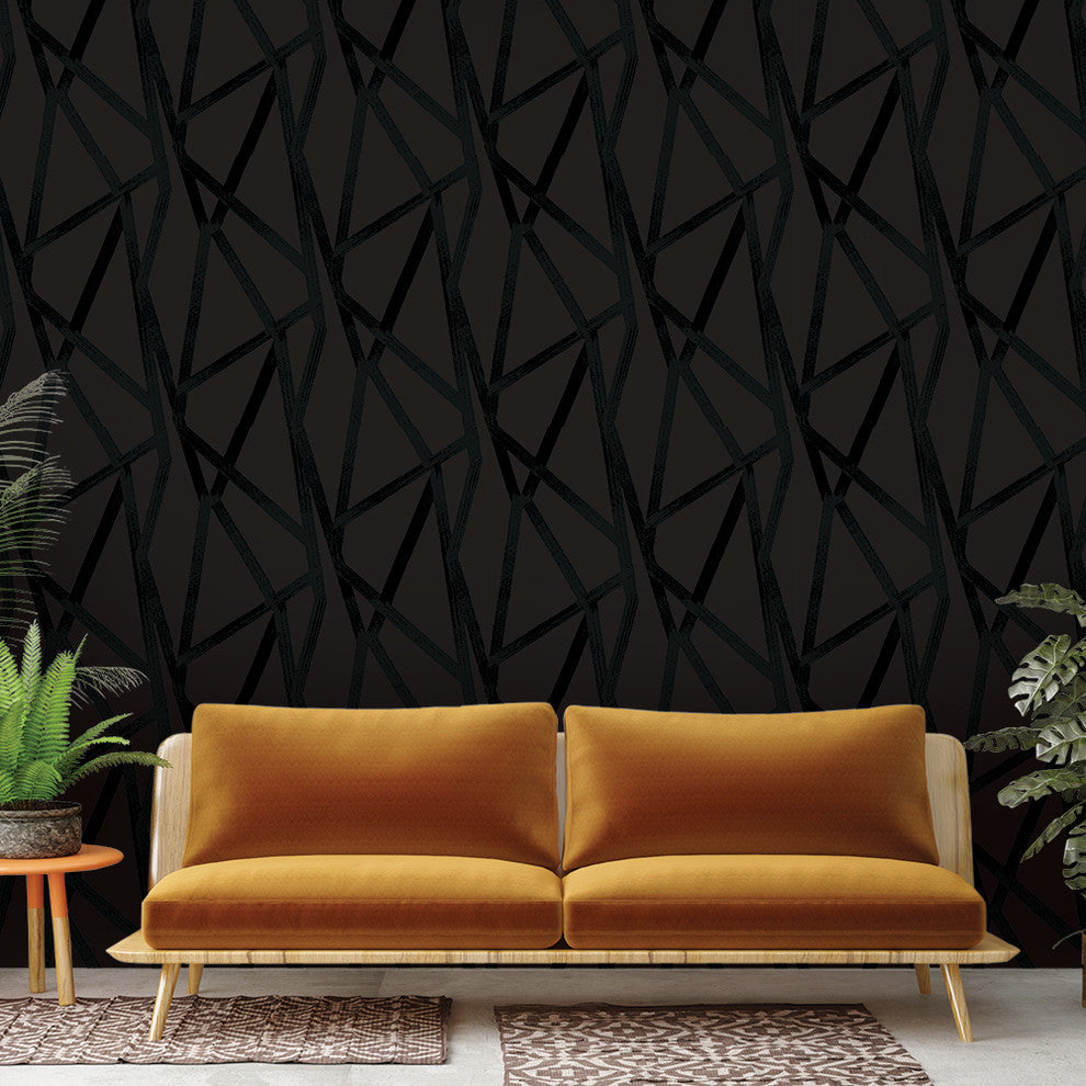 Intersections Black on Black Peel and Stick Wallpaper