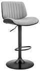 Benzara BM248222 Barstool With Channel Tufted Leatherette Seat, Gray and Black