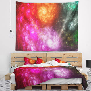 Multi Color Rotating Galaxies Abstract Wall Tapestry, 80"x68"