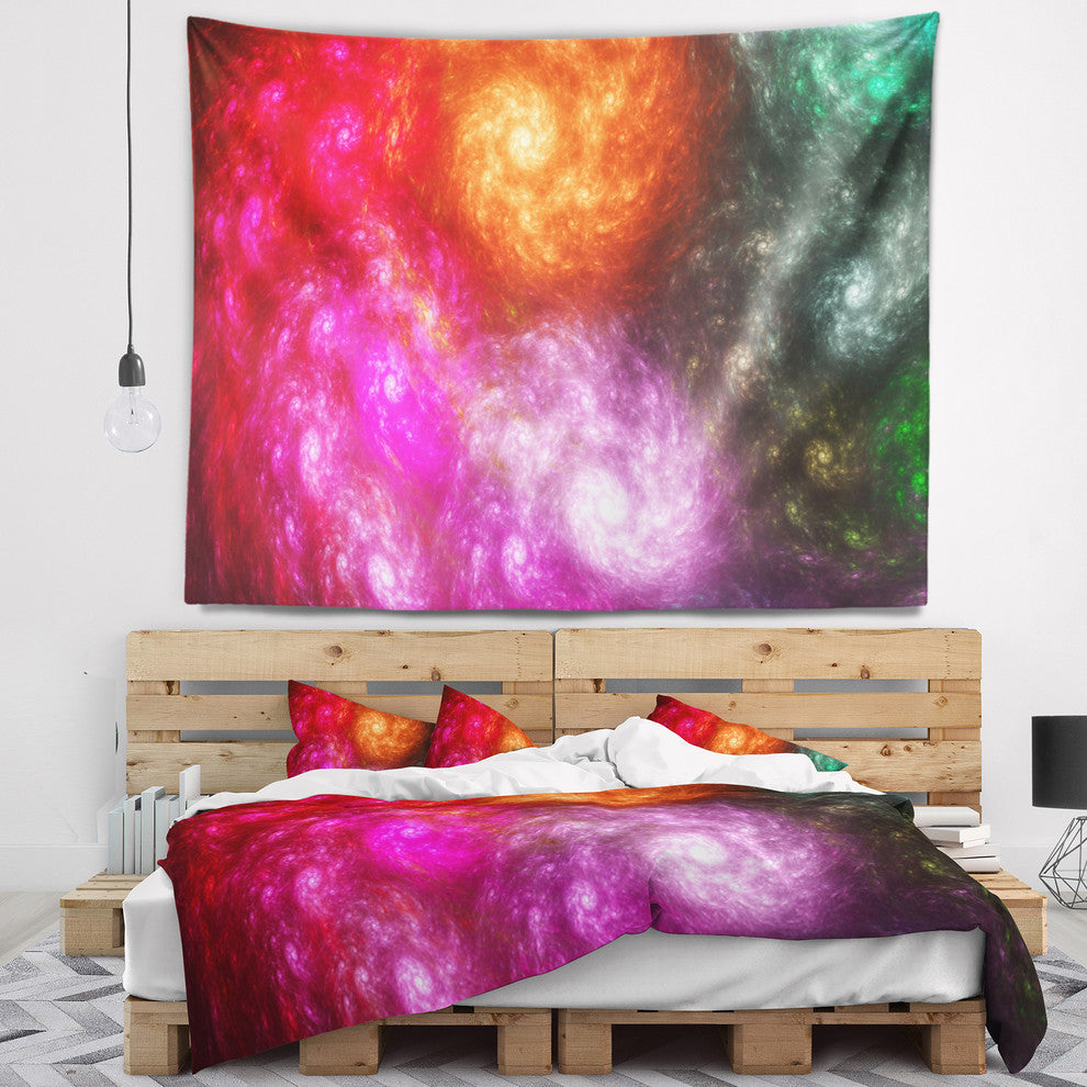 Multi Color Rotating Galaxies Abstract Wall Tapestry, 80"x68"