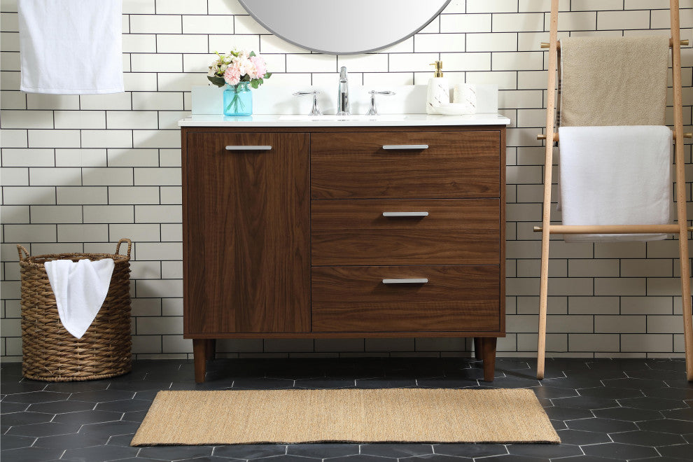 Home Living Modern Natural Oak-Light Bathroom Vanity, Walnut, 42"