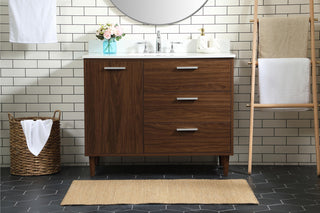 Home Living Modern Natural Oak-Light Bathroom Vanity, Walnut, 42"
