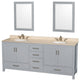 Wyndham WCS141480DGYIVUNOM24 80 inch Vanity in Gray with Ivory Marble and Round