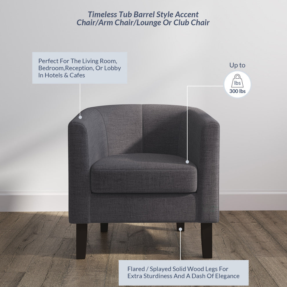 Modern Club Chair Barrel Design, Gray