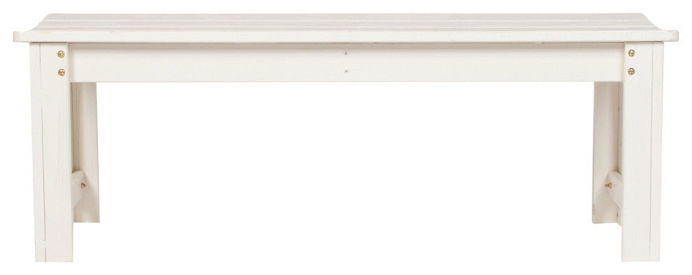 Shine Company 4' Backless Garden Bench With HYDRO-TEX, Eggshell White