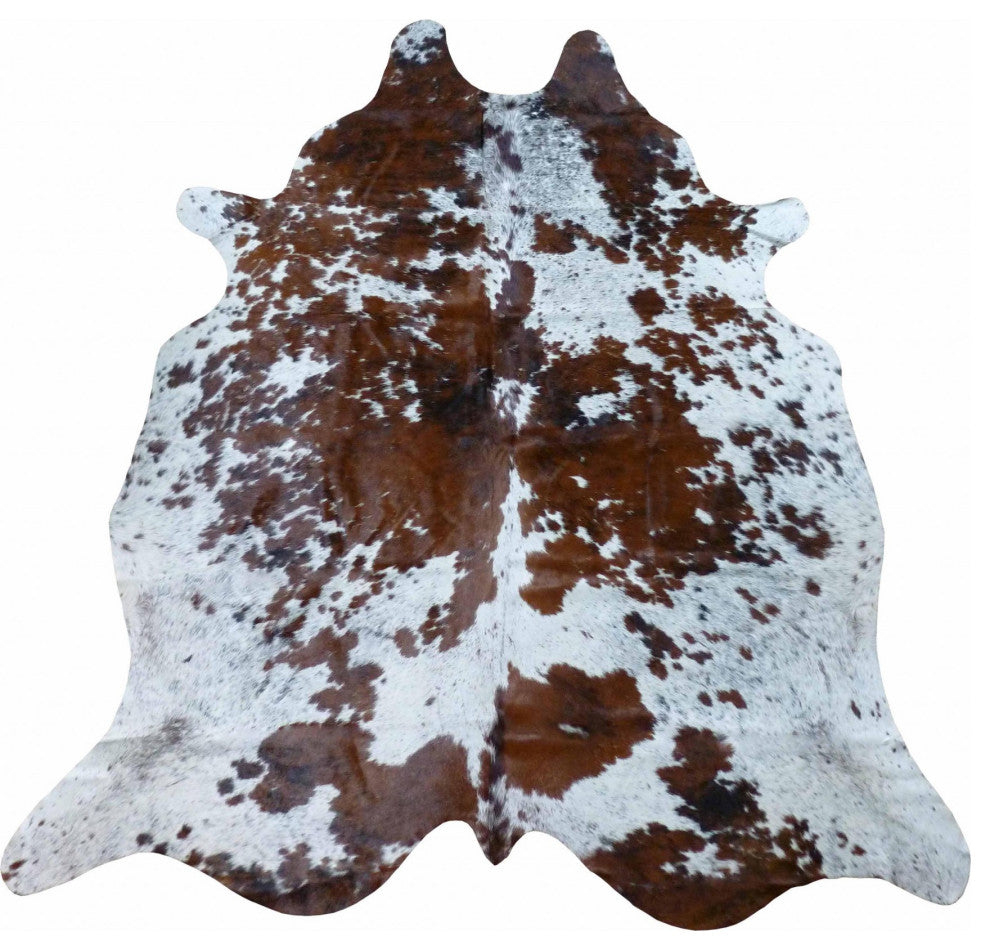 6.5 Ft Brown and White Brindled Cowhide Rug