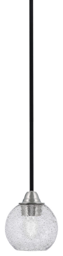 Paramount Mini Pendant, Matte Black & Brushed Nickel, 5.75" Smoke Bubble