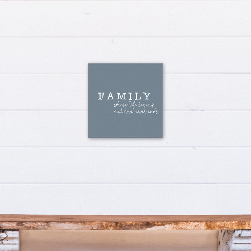 Family Where Life Begins 12x12 Canvas Wall Art