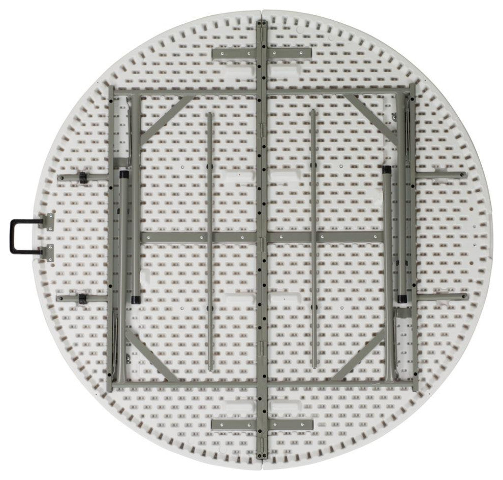 60" Round Bi-Fold Granite White Plastic Folding Table