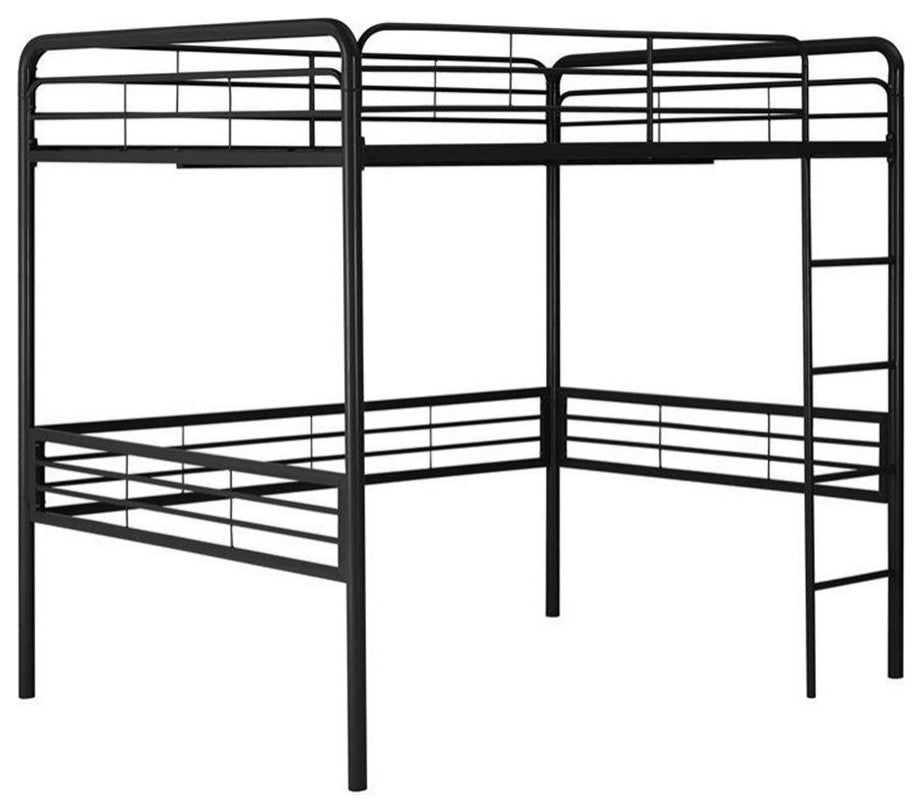 DHP Full-Size Metal Loft Bed with Ladder in Black