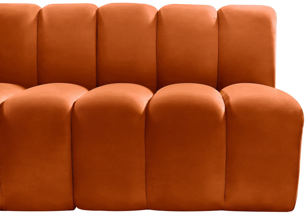 Arc Velvet Upholstered 3-Pc. Modular Sofa, Cognac