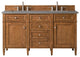 Brittany 60" Saddle Brown Double Vanity, Gray Expo Quartz Top