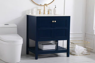 Tobias 30" Single Bathroom Vanity, Blue With Backsplash