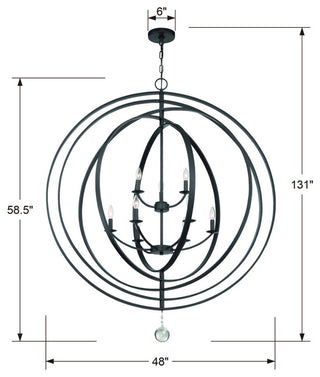 Luna 9 Light Matte Black Chandelier