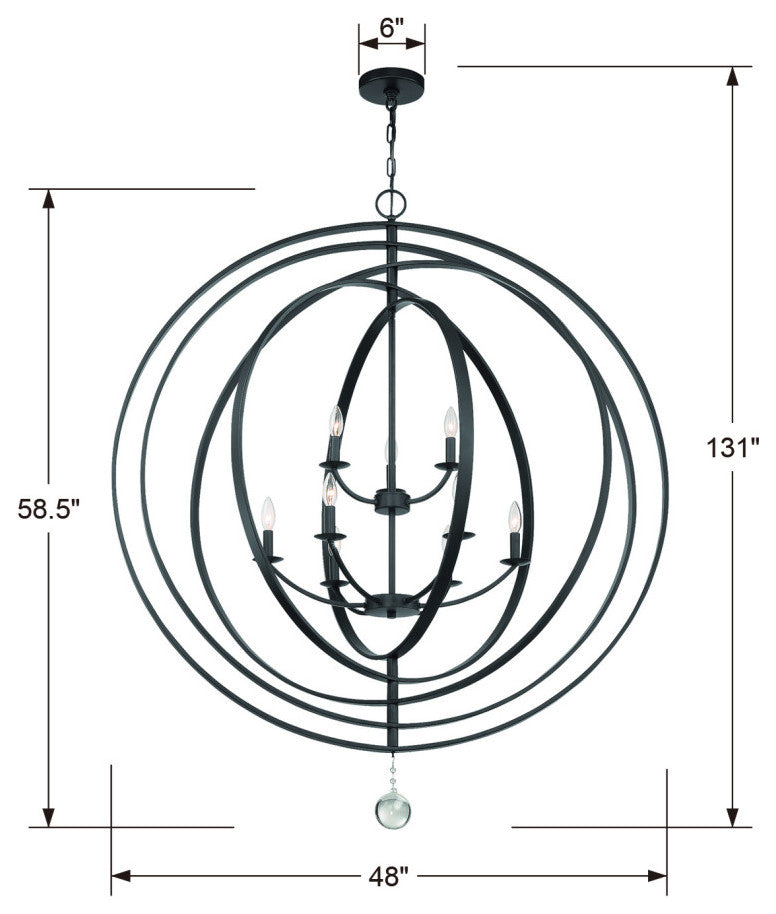 Luna 9 Light Matte Black Chandelier