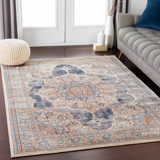 Surya Topkapi TPK-2309 5'3"x7'3" Rug, Taupe/Black/Khaki/Aqua/Burnt Orange/Ink