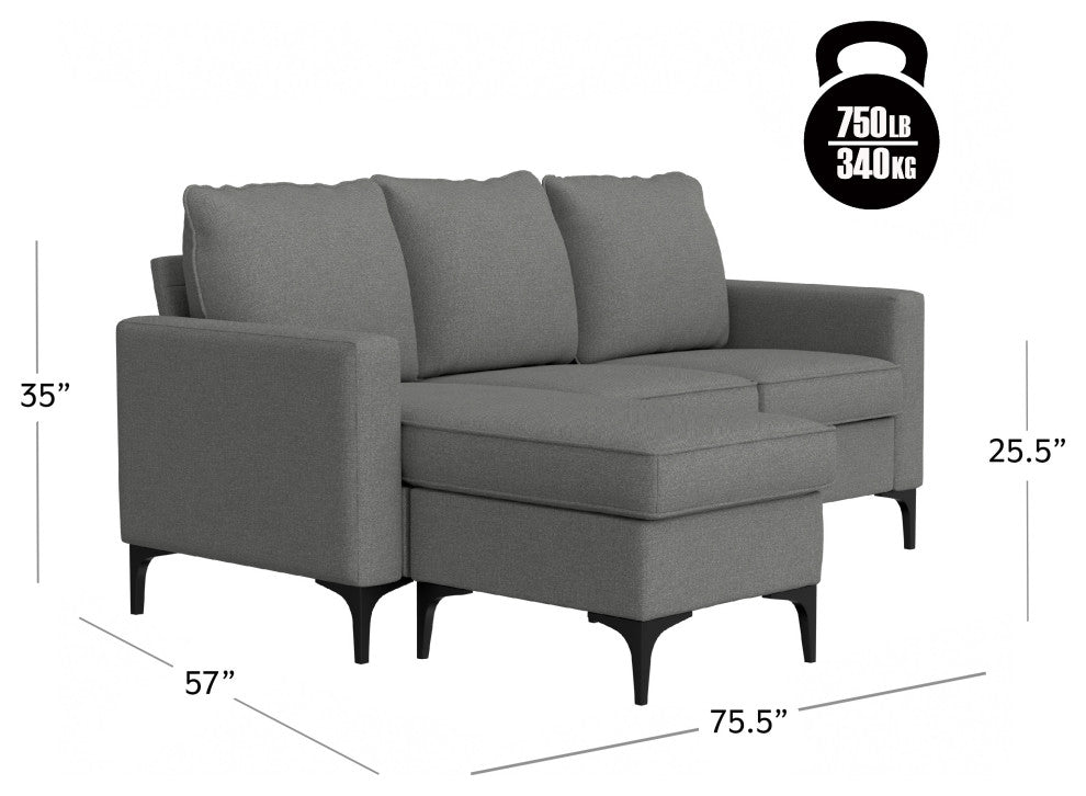 Hillsdale Alamay Upholstered Reversable Sectional Chaise