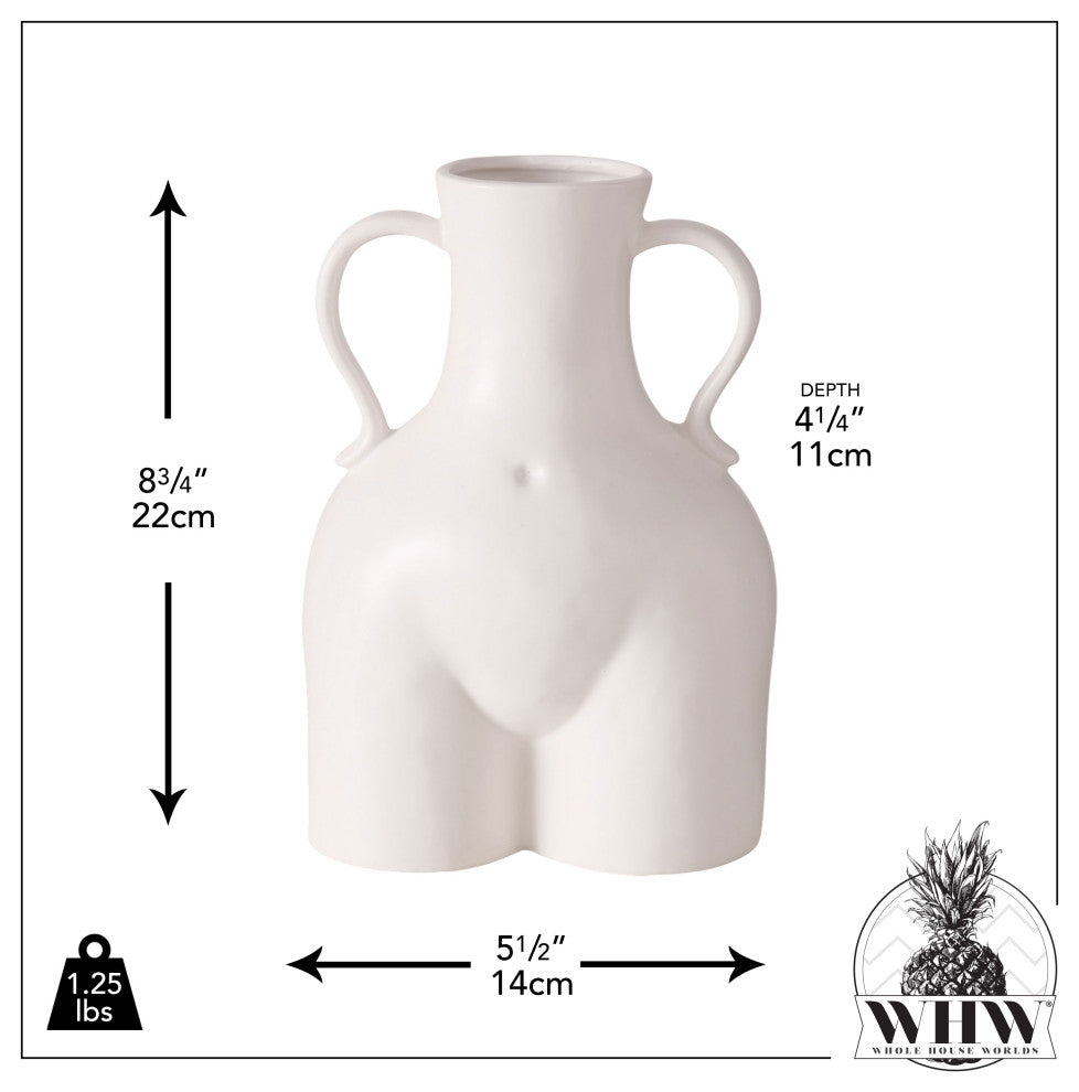 Body Shaped Ceramic Vase, 8.75", White
