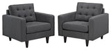 Gray Empress Armchair Upholstered Fabric Set of 2