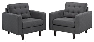 Gray Empress Armchair Upholstered Fabric Set of 2