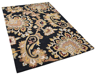 HAND TUFTED WOOL ECO-FRIENDLY AREA RUGS-Black Color, Floral Design