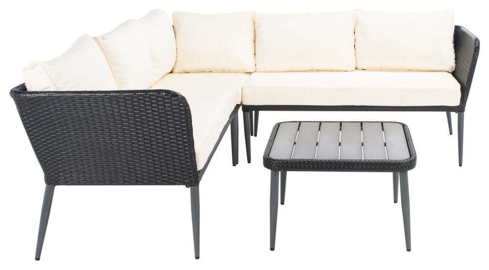 Safavieh Serson 4 Piece Sofa Set, Black/Beige